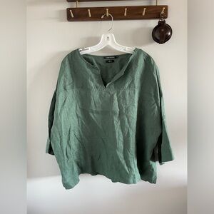 Monoprix_ Relaxed Olive-Green Linen Top_XL
